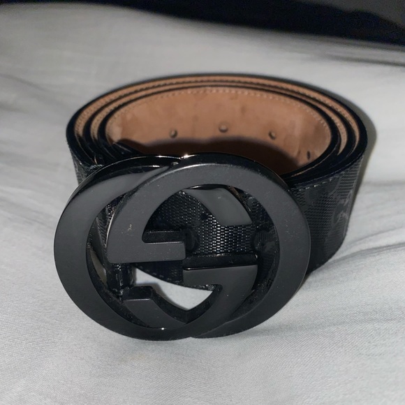 Gucci Supreme Belt Interlocking G Black Leather Trim Black G - Picture 2 of 8
